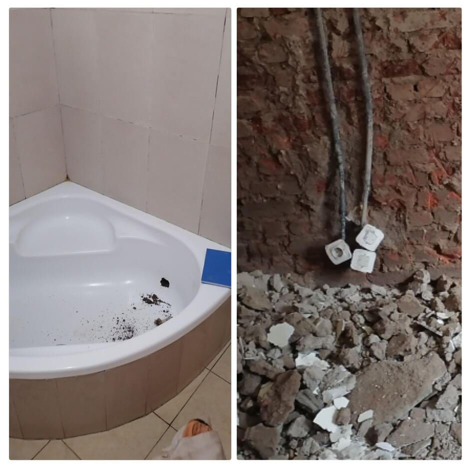 this is the true example of a failed plumbing installation. behind this wall was a bathtub that had a leaking pipe which caused