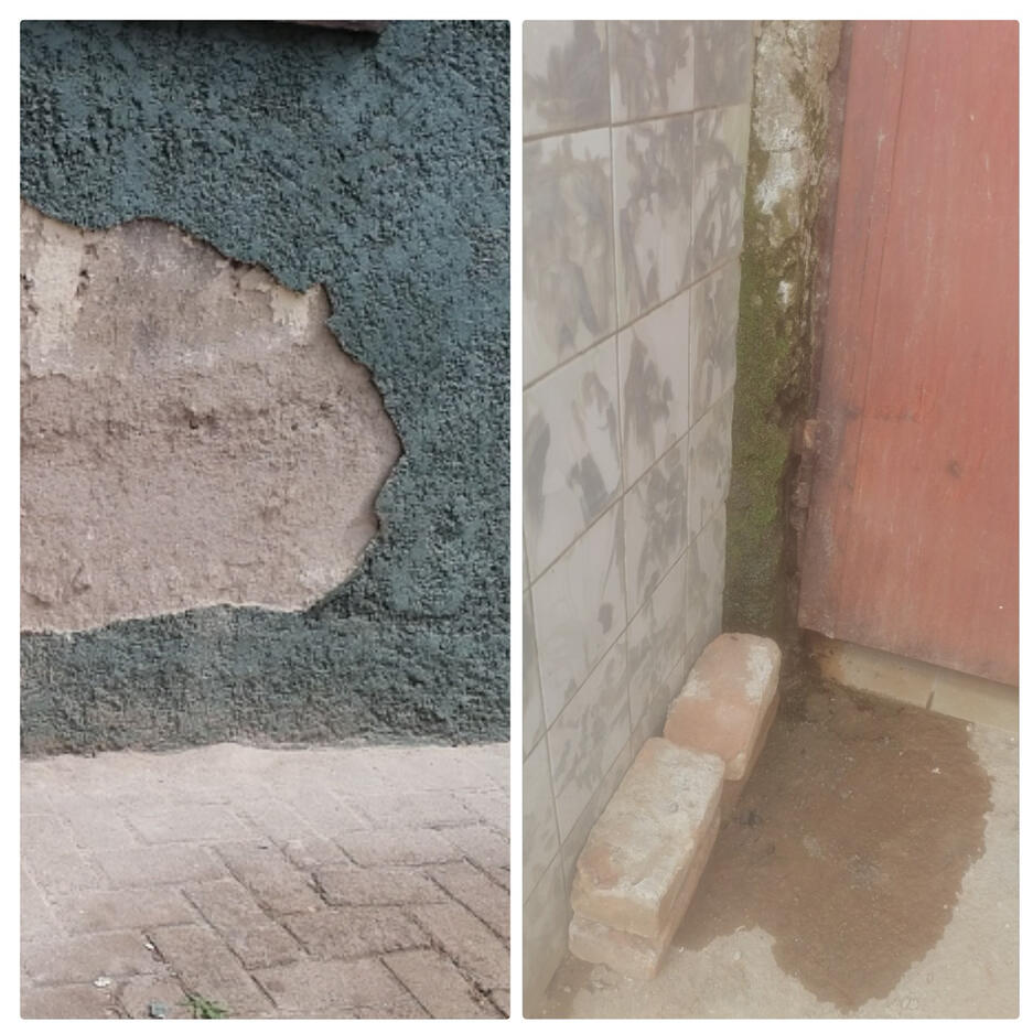 this is the true example of a failed plumbing installation. behind this wall was a bathtub that had a leaking pipe which caused