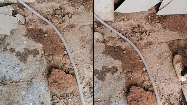 this is the true example of a failed plumbing installation. behind this wall was a bathtub that had a leaking pipe which caused