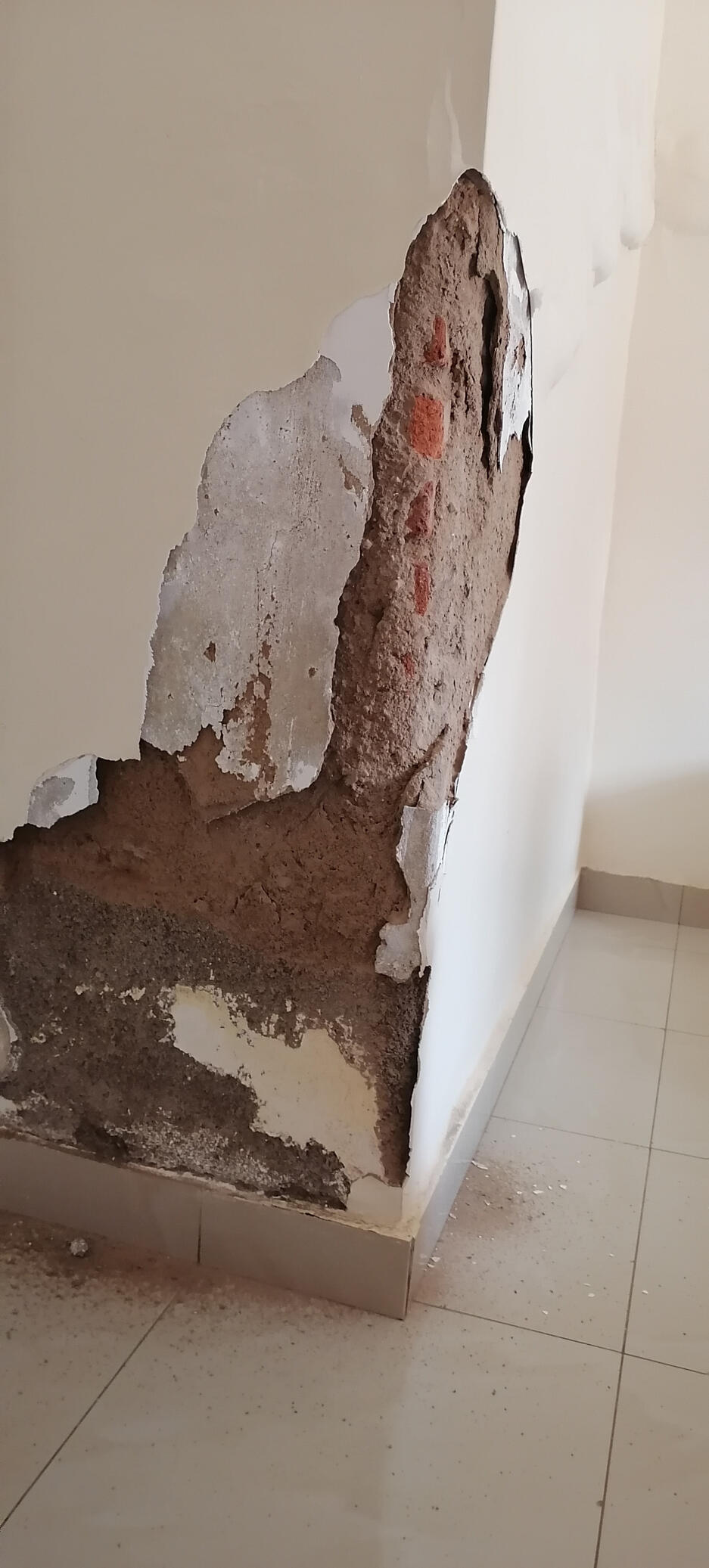 this is the true example of a failed plumbing installation. behind this wall was a bathtub that had a leaking pipe which caused